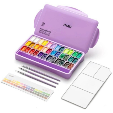 Tinta Guache 30ml C/36 + 3 Acessorios Estojo Roxo Tst122 Himi